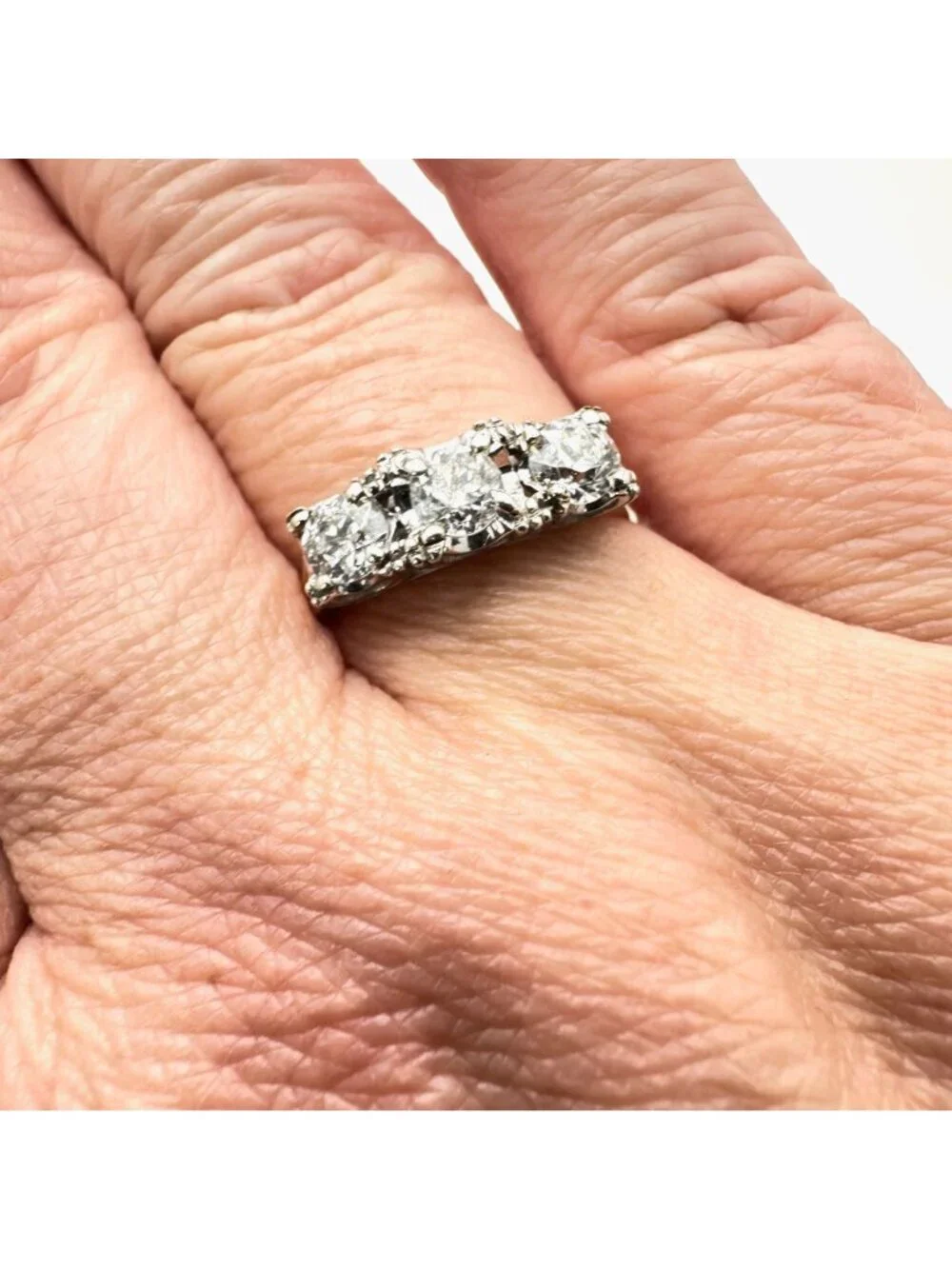 14K Yellow Gold Diamond Ring Womens Vintage 1 + ctw Size 9.5